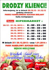 Auchan Bielany Wrocław godziny otwarcia w Wigilię Sylwestra ...